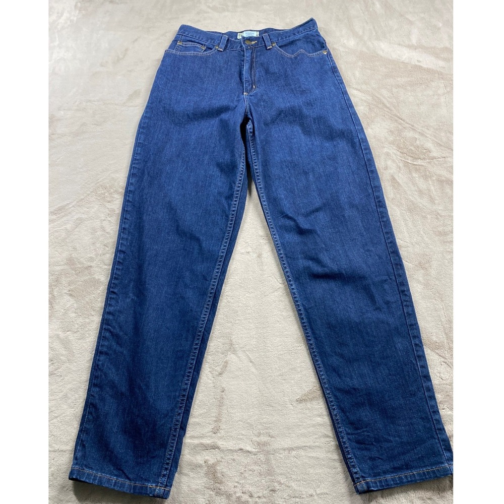 LL Bean True Shape High Rise Straight Leg Jeans Womens 10 M/T Dark Wash Denim